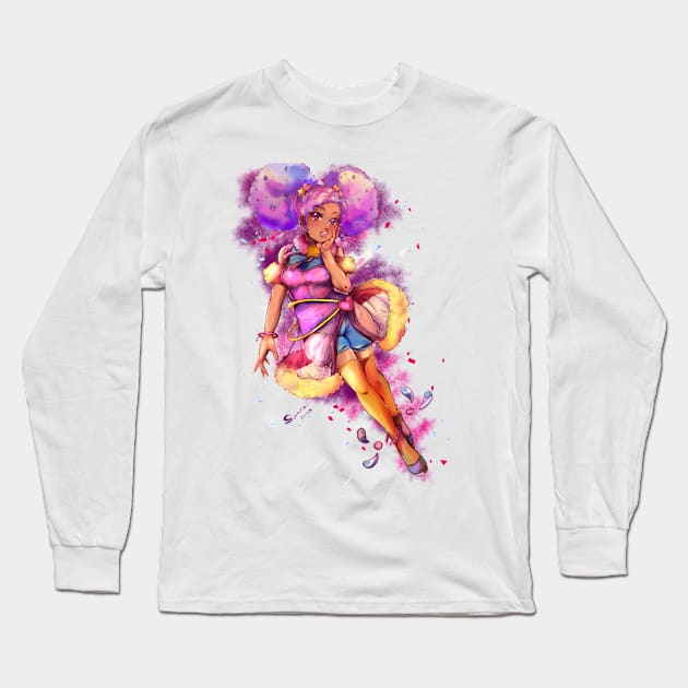 Aurora Space Girl Long Sleeve T-Shirt by Soranova